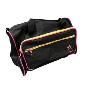 90s Vintage Neon Accent Caliente Black Duffel Bag Carryon Retro Accessories Gym